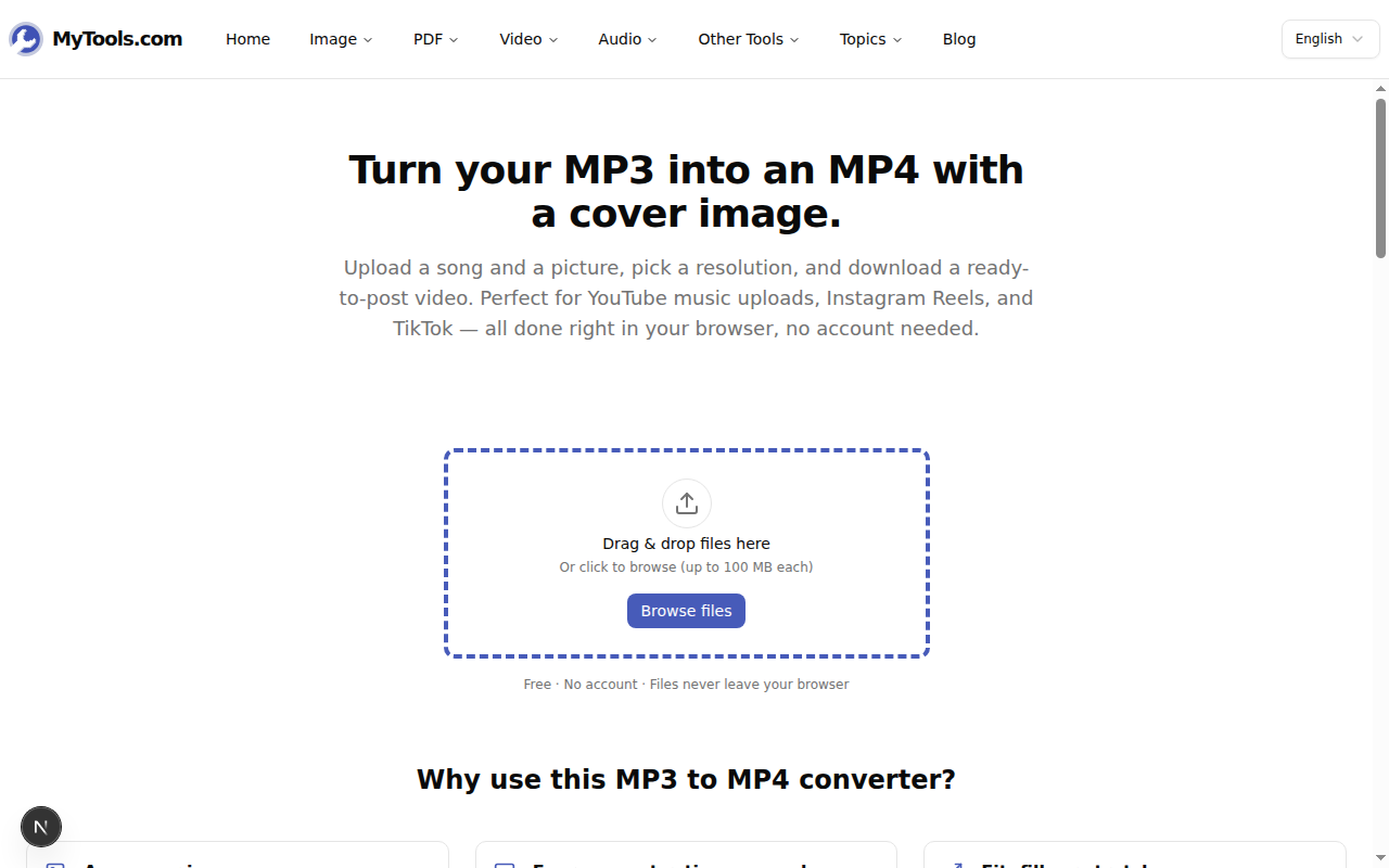 Pantalla de carga del convertidor MP3 a MP4