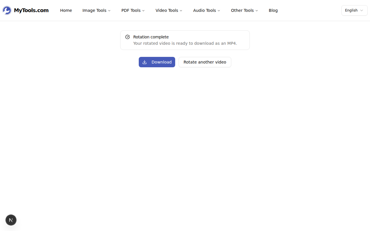 Download screen with the rotated MP4 ready
