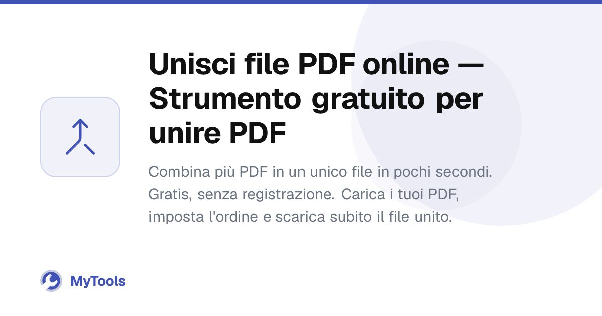 Unisci file PDF online — Strumento gratuito per unire PDF